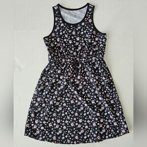 Justice Girls Lightweight Black Floral Print Dress Or Swim Cover Up L (12/14)